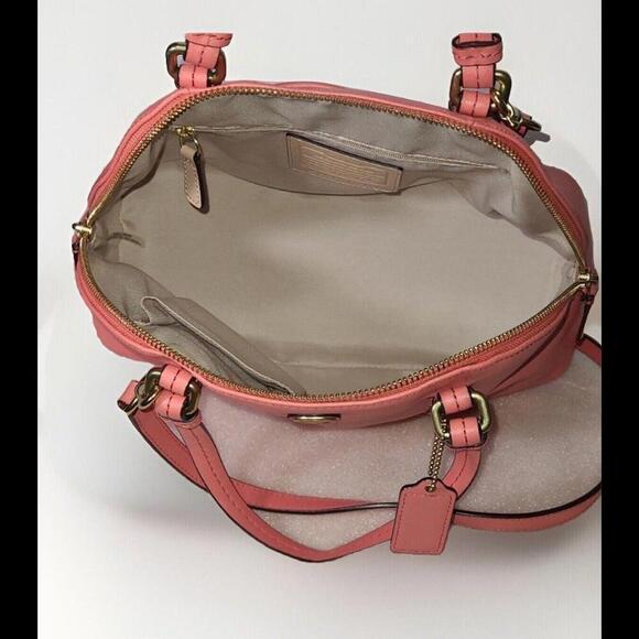 COACH Coral Saffiano Peyton Cora Domed Crossbody Satchel Purse Bag Shoulder - Picture 6 of 12